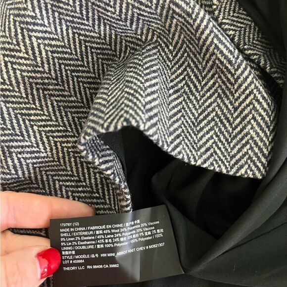 THEORY Abbot Herringbone Mini Skirt NWT Size 12 - Picture 6 of 8